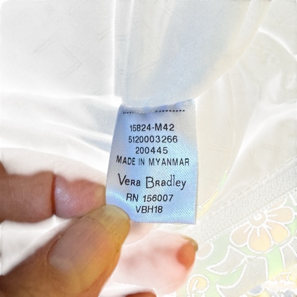 Vera Bradley Mandy Zip Tote Bag in the Pattern Fan Flowers w Gray Interior - Picture 16 of 16